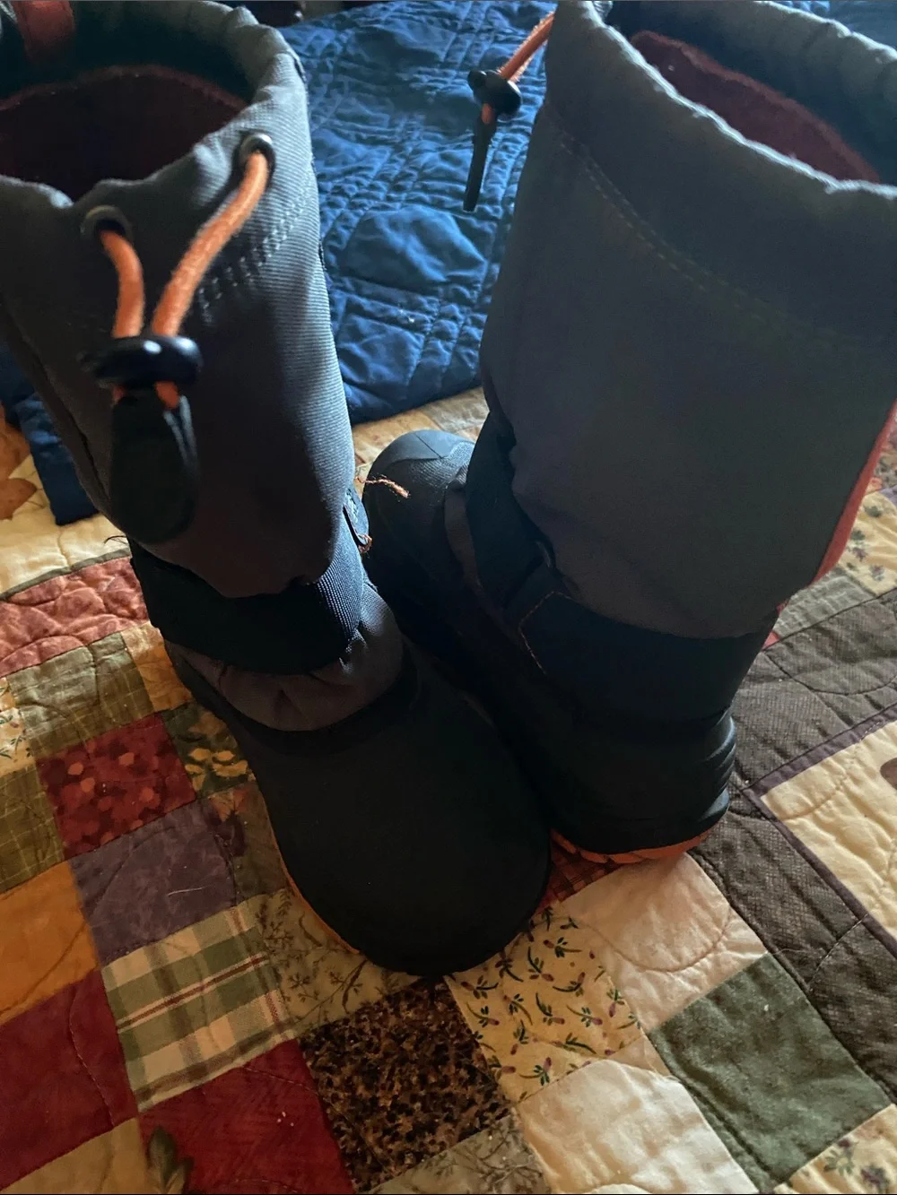 Kamik Kids Gray Boots with Orange Drawcords